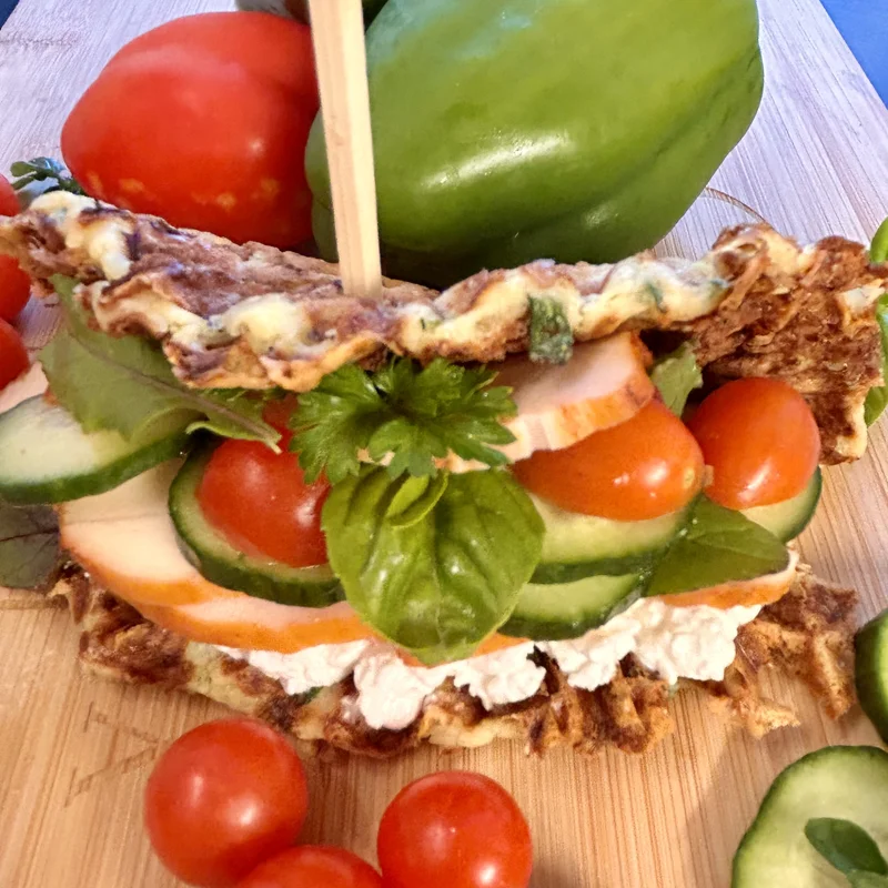 Cukkinis gofriszendvics, elkészült étel a recept főfotóján
