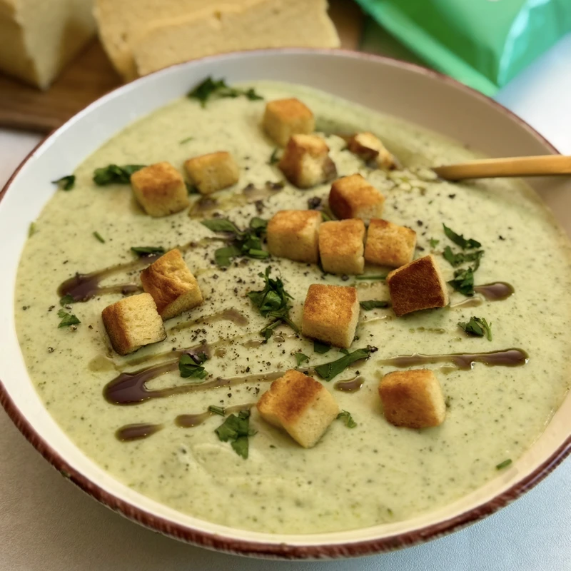 Brokkoli krémleves low carb módon sűrítve, elkészült étel a recept főfotóján