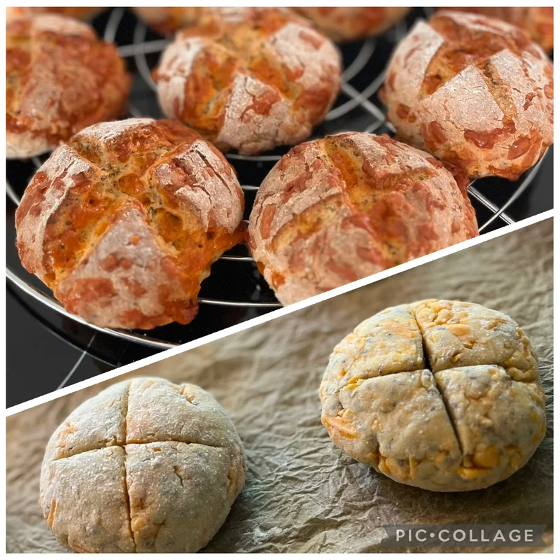 Chedaros zsemlék, elkészült étel a recept főfotóján
